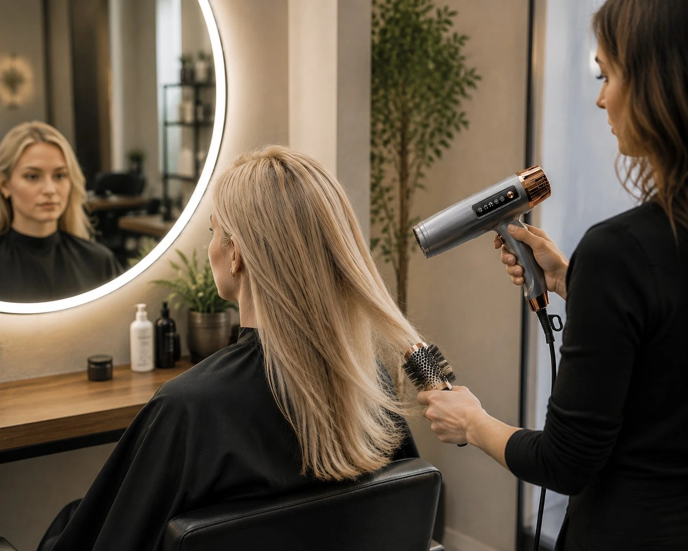 link beauty 2400w bldc hair dryer used in professional salon styling